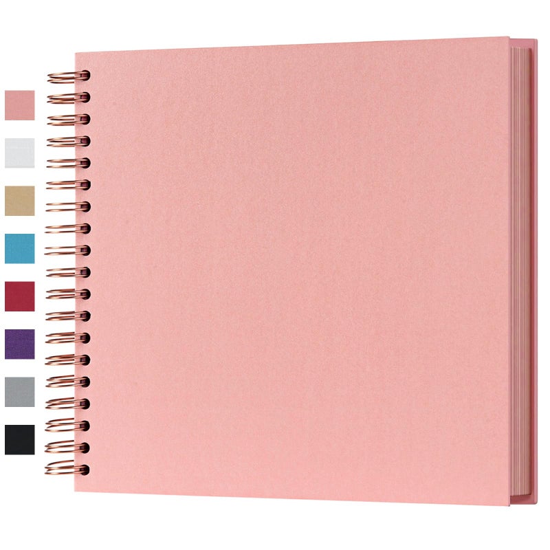 potricher 10 x 10 Inch DIY Scrapbook Photo Album 80 Pages Thick Kraft Blank Pink Paper Memory Book for Wedding and Anniversary Family (Pink, 10 Inch) - Image 1